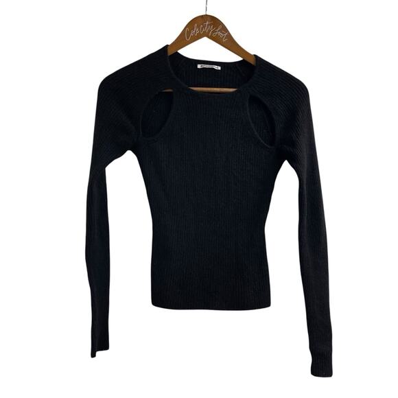 Reformation 100% Cashmere Sweater Fitted XS Cut Out Black - Picture 1 of 5